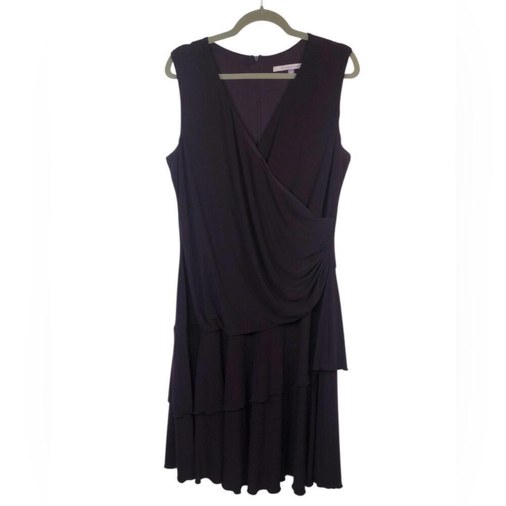 Carmen Marc Valvo Black Asymmetrical Sheath Dress